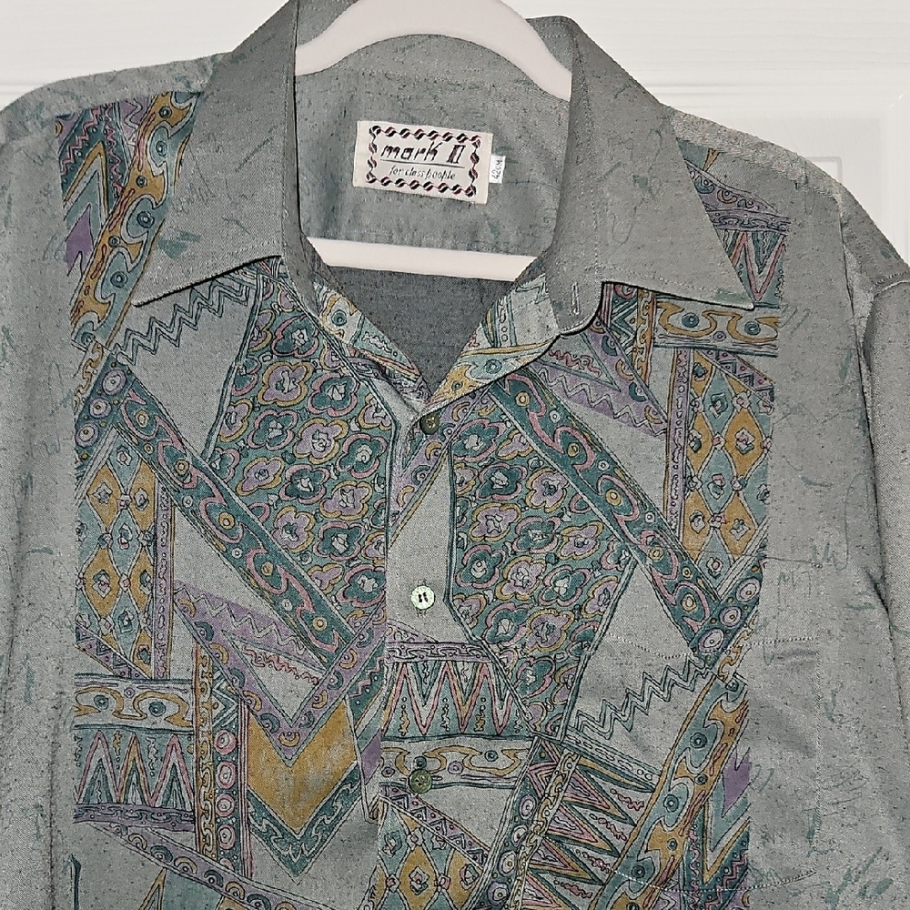 mark. Men's Geometric Patterned Button Down Shirt - Picture 3 of 9